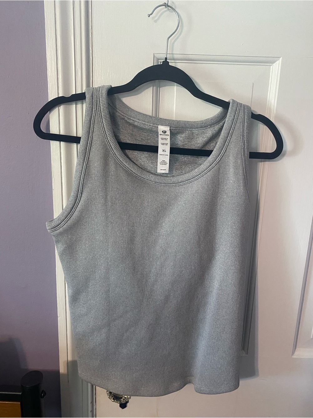 Athletic Ribbed Tank Top with built in bra- Light Gray